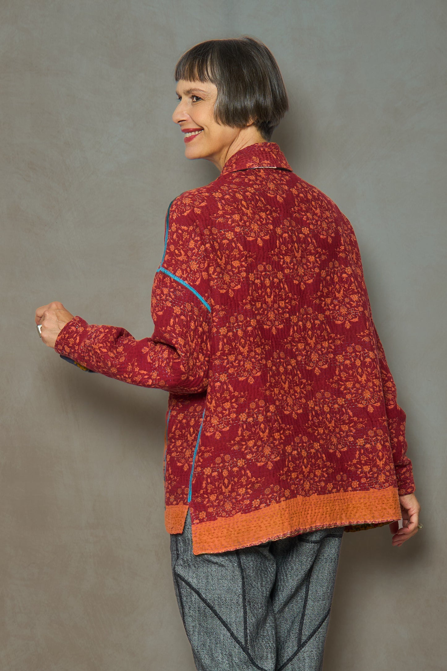 VINTAGE COTTON KANTHA RELAXED SHIRT JACKET - cv4j105-0002s -