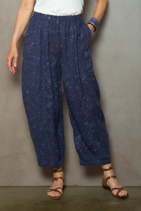 SAND SUN DYE RIPPLE KANTHA BARREL PANTS - rs2641-nvy -