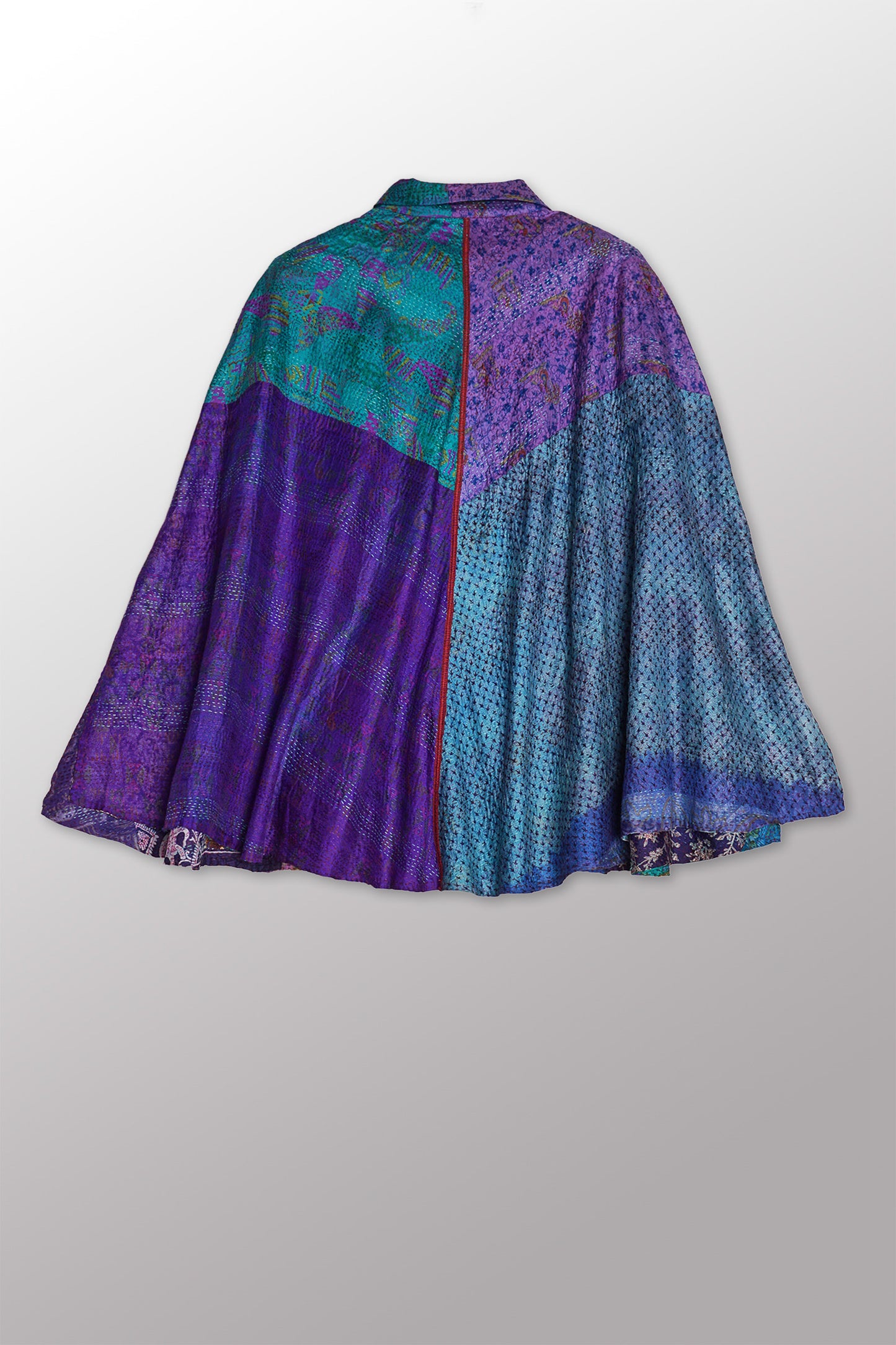 VINTAGE SILK KANTHA MANTLE - sv2069-0002a -