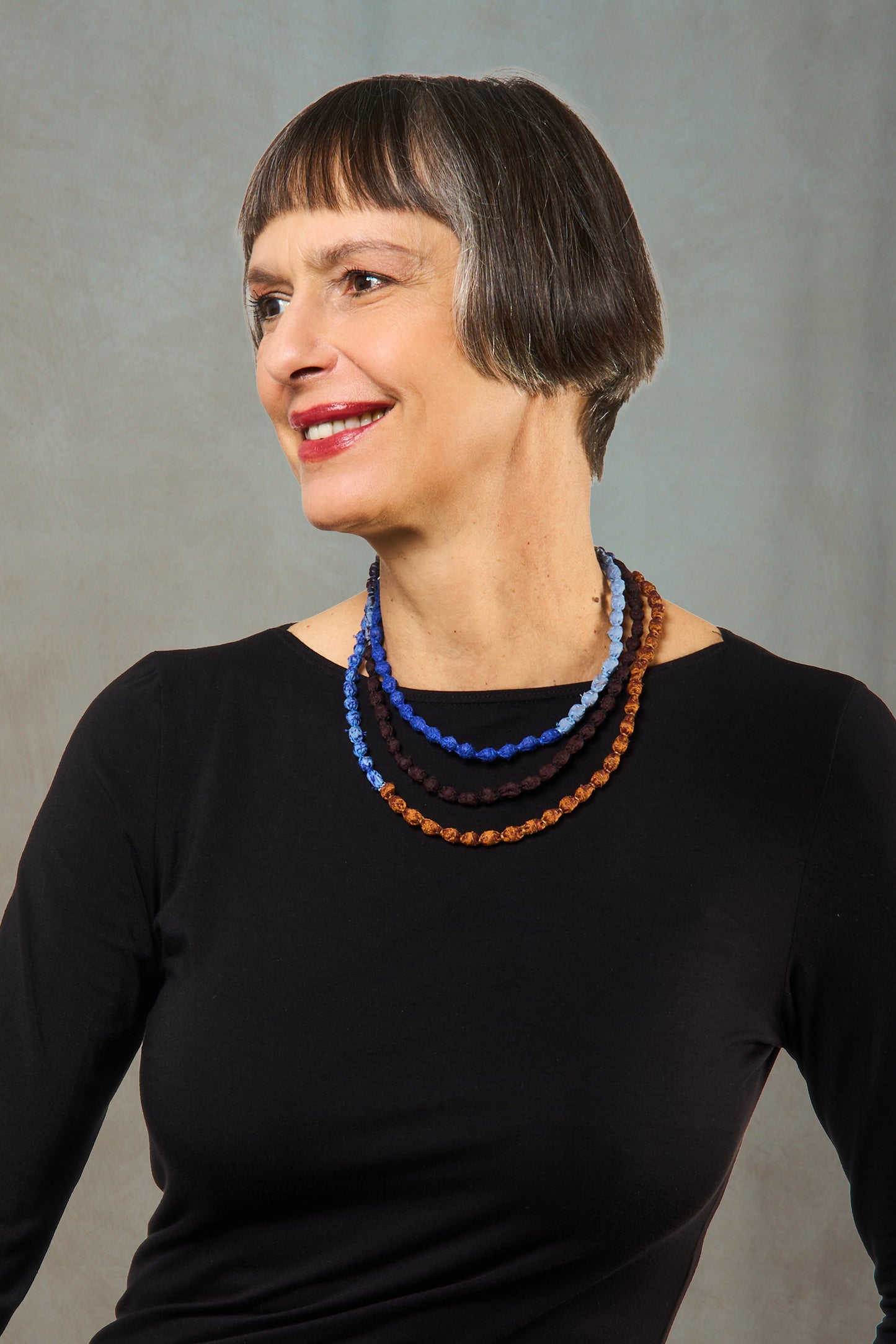 VINTAGE SILK KANTHA MULTIPURPOSE NECKLACE - sv2729-blu -