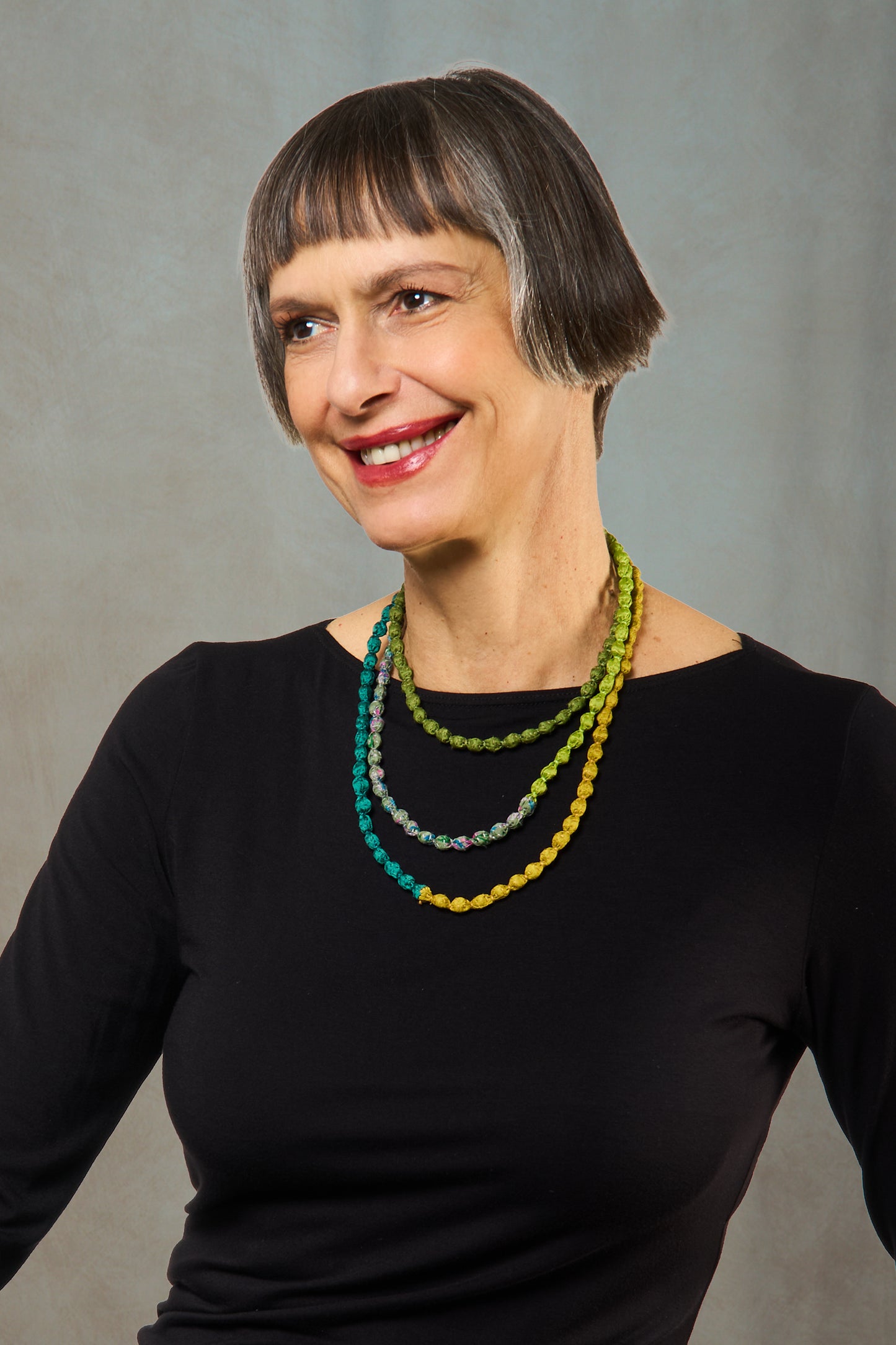 VINTAGE SILK KANTHA MULTIPURPOSE NECKLACE - sv2729-grn -