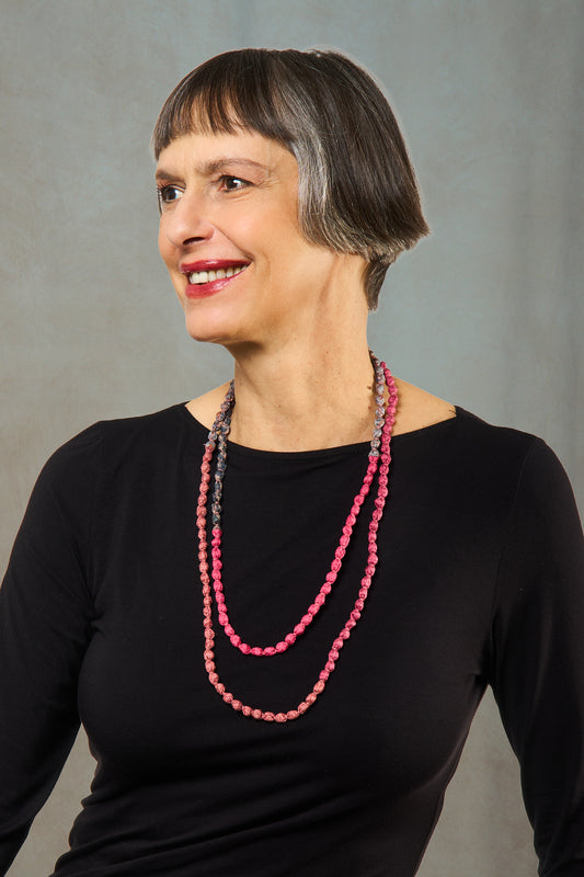 VINTAGE SILK KANTHA MULTIPURPOSE NECKLACE - sv2729-pik -