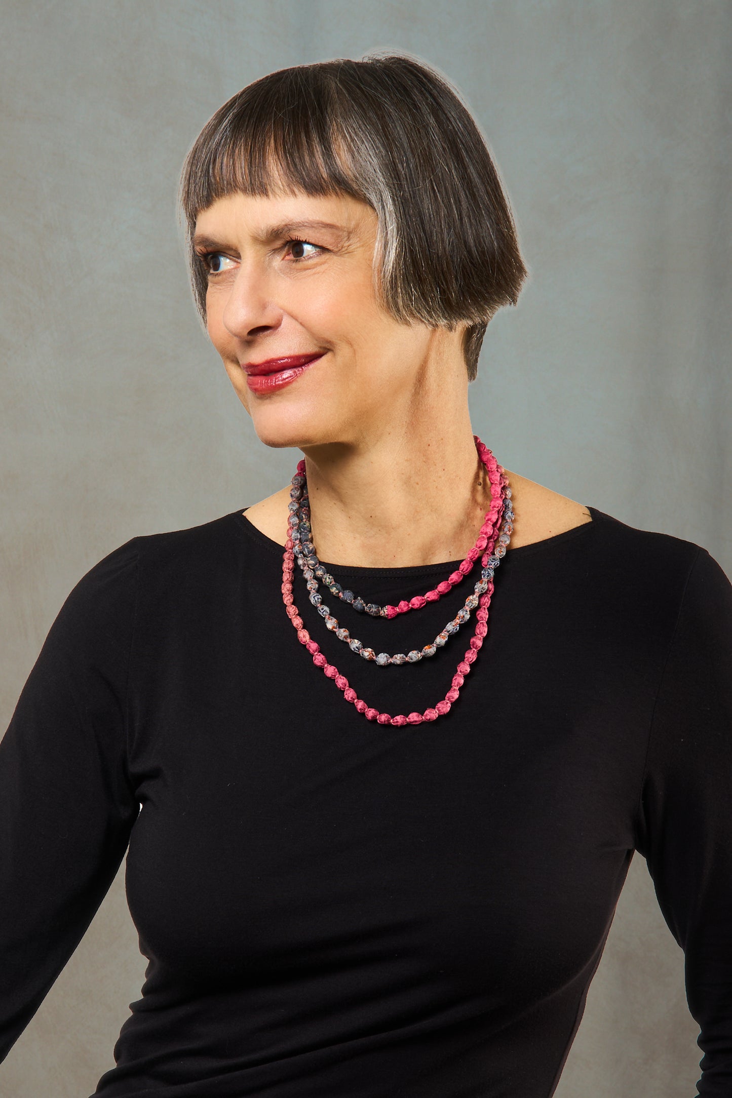 VINTAGE SILK KANTHA MULTIPURPOSE NECKLACE - sv2729-pik -