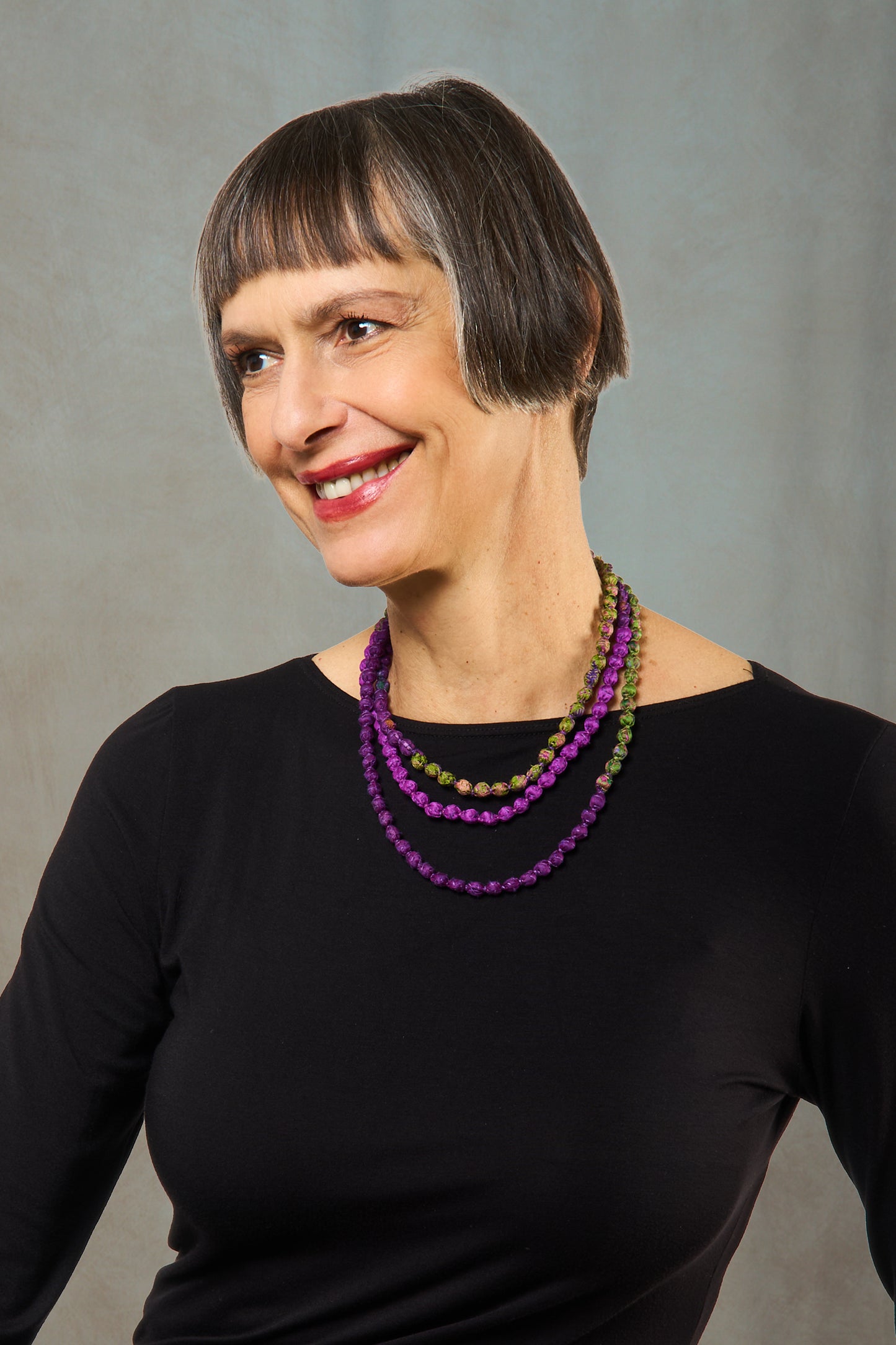 VINTAGE SILK KANTHA MULTIPURPOSE NECKLACE - sv2729-prp -