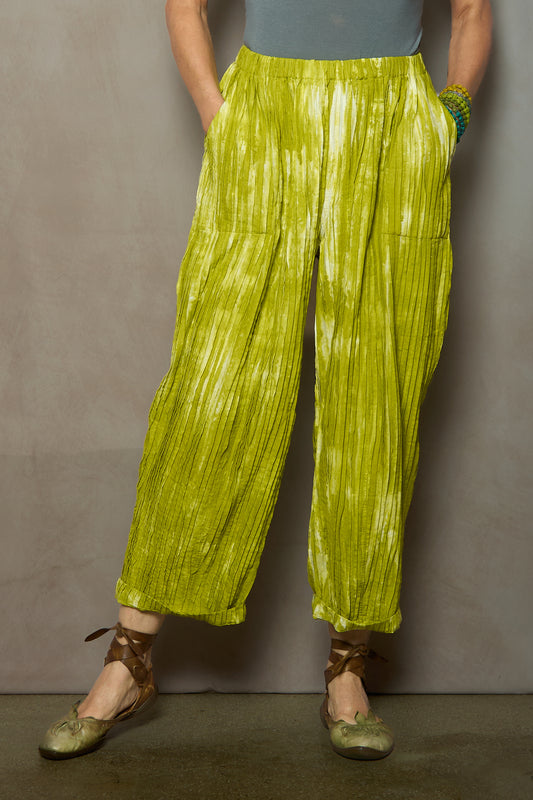 CAMBRIC TIE DYE RIPPLE TUCK BARREL PANTS - tr1641-lim -