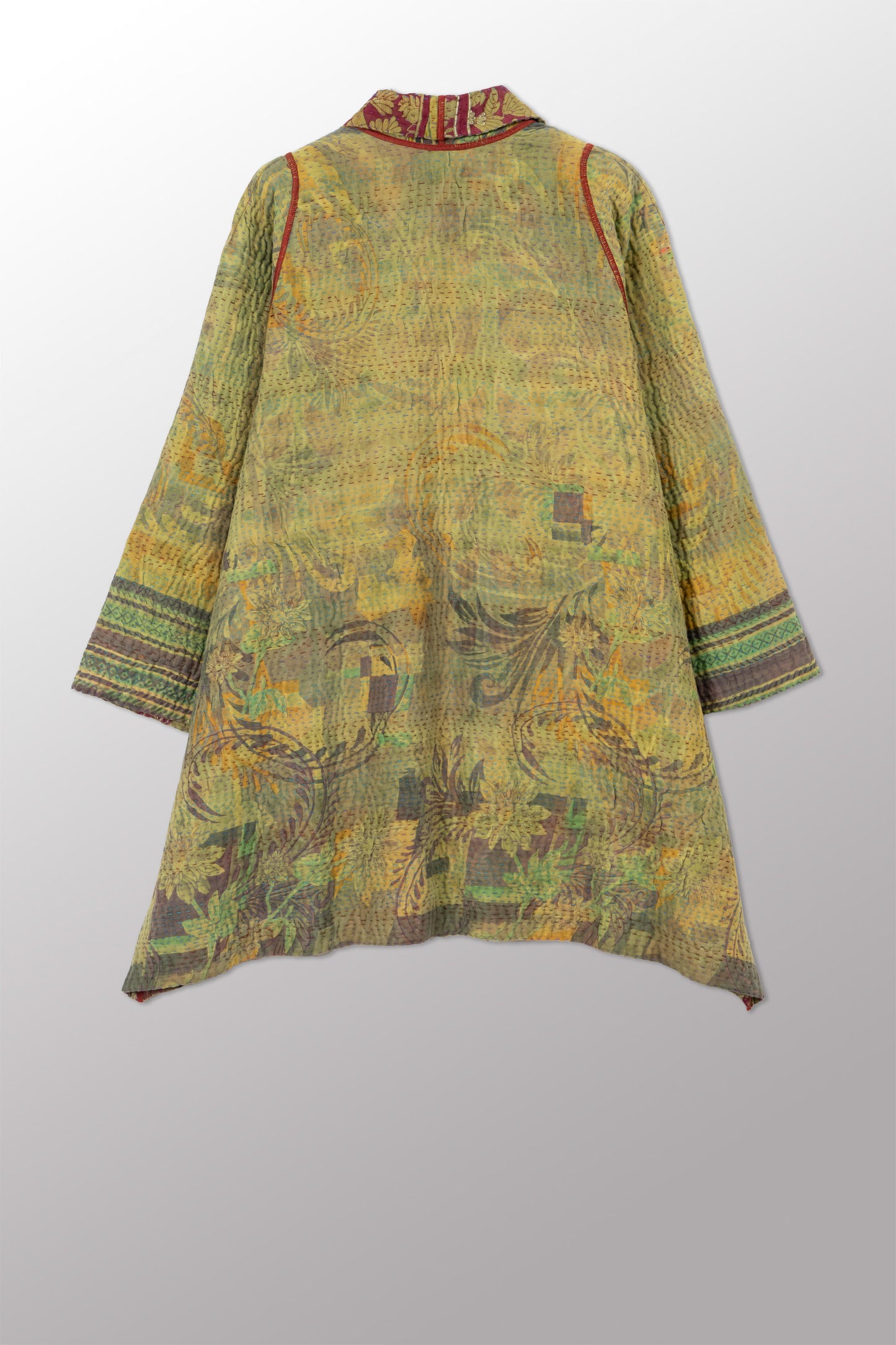 COTTON OVERDYE KANTHA A-LINE JKT - ov4003-cgrn029a -
