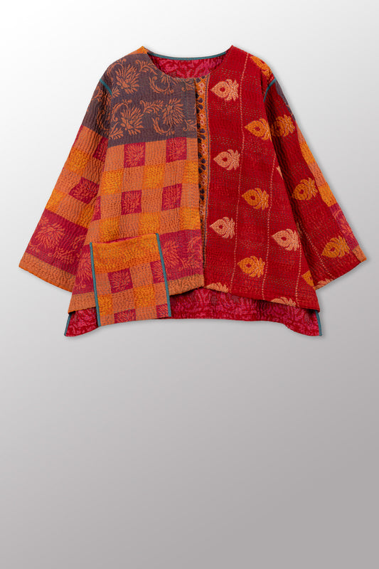 VINTAGE COTTON KANTHA A-LINE SHORT JKT - cv4019-0022a -