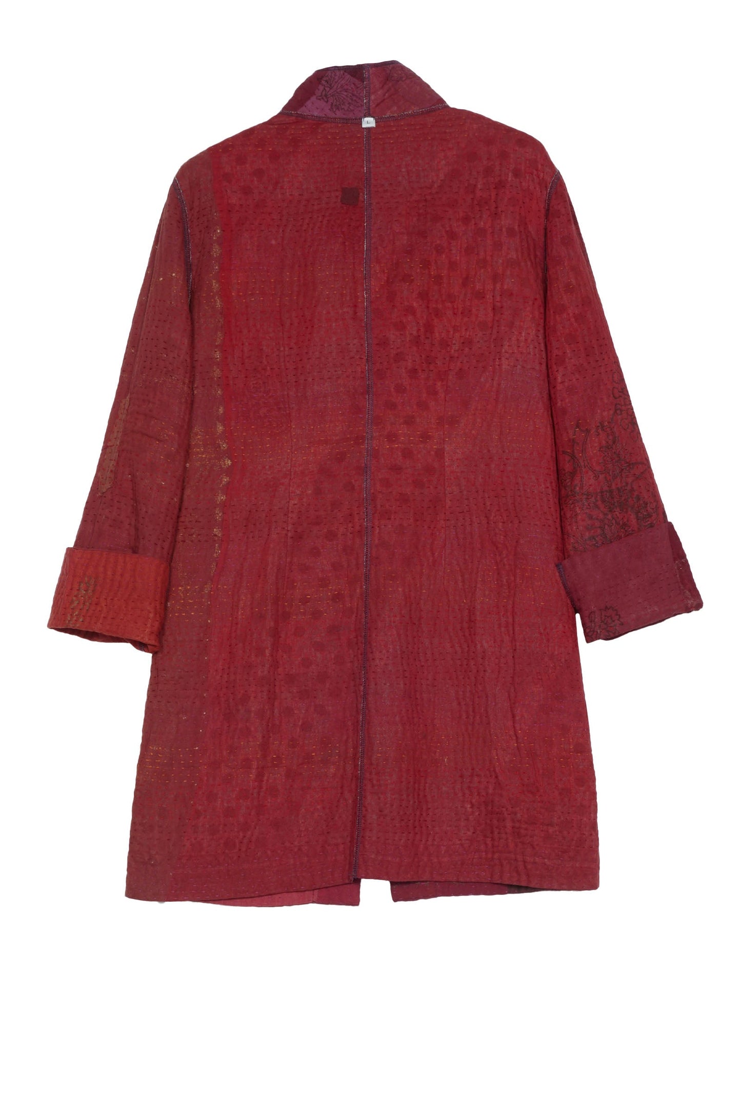 OMBRE PATCHED GOLD STAMP KANTHA LONG JKT - og4006-red -