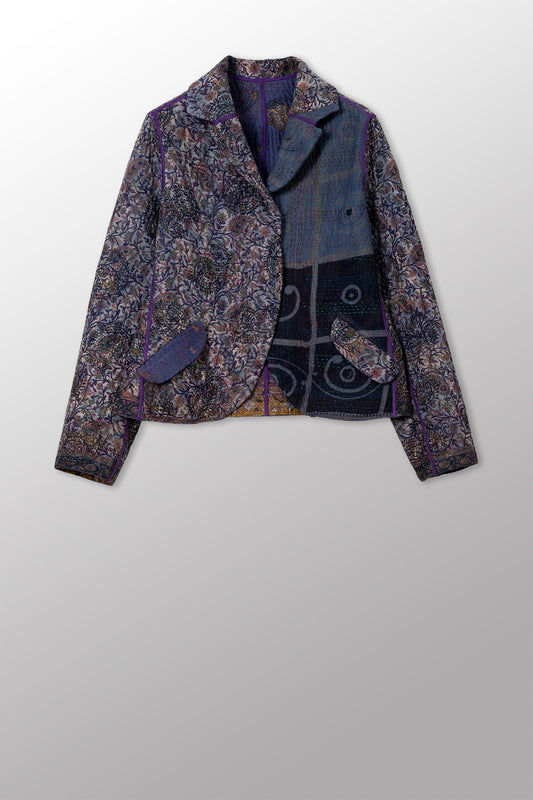 VINTAGE COTTON KANTHA CROPPED BASIC JACKET - cv4096-0005m -