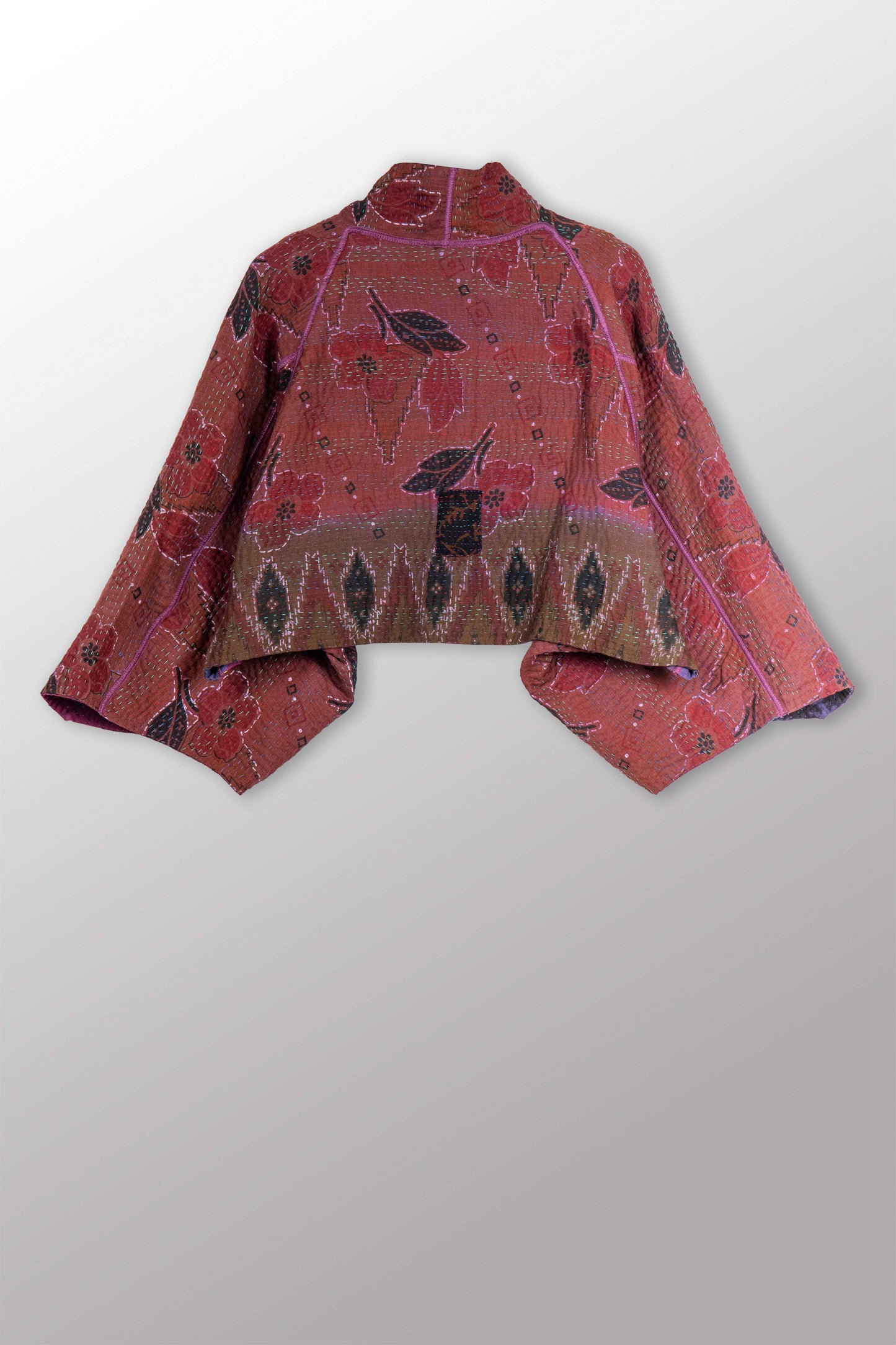 COTTON OVERDYE KANTHA PUFF SLV. SHRUG - ov4062-cprp010a -