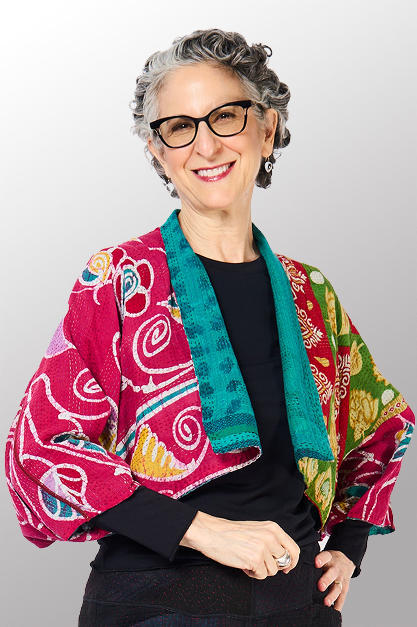 COTTON OVERDYE KANTHA PUFF SLV. SHRUG - ov2062-ctel003a -