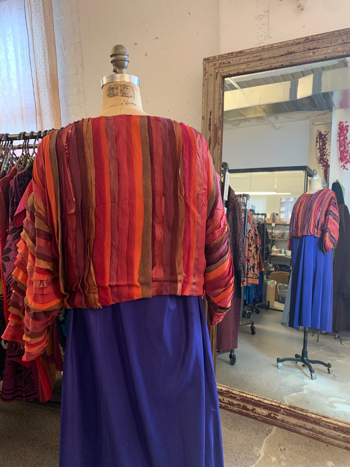 WAVY STRIPE KANTHA DOLMAN SLV. JACKET - wv2j110-org -