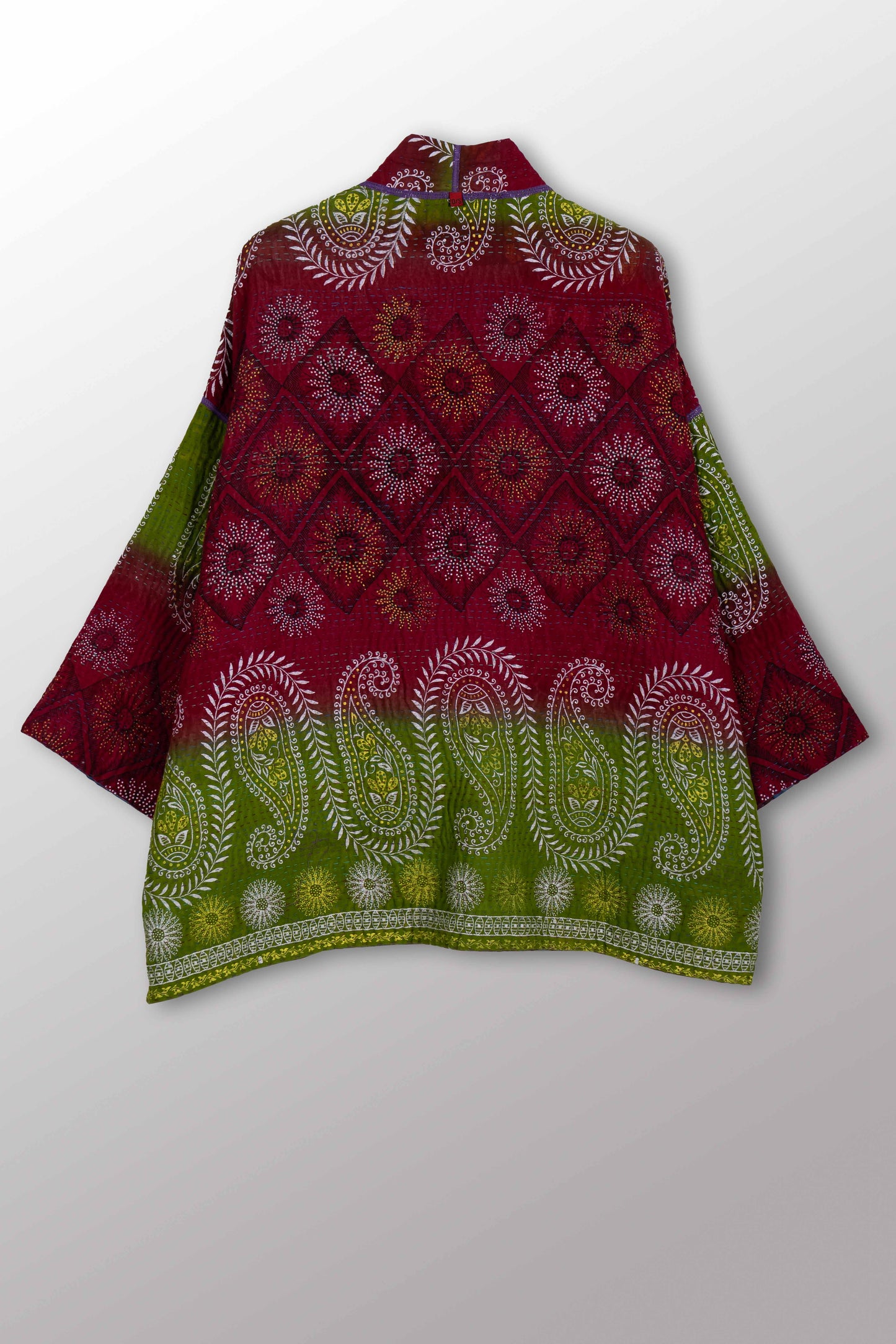 COTTON OVERDYE KANTHA MINI KIMONO JKT - ov4055-cblu003a -