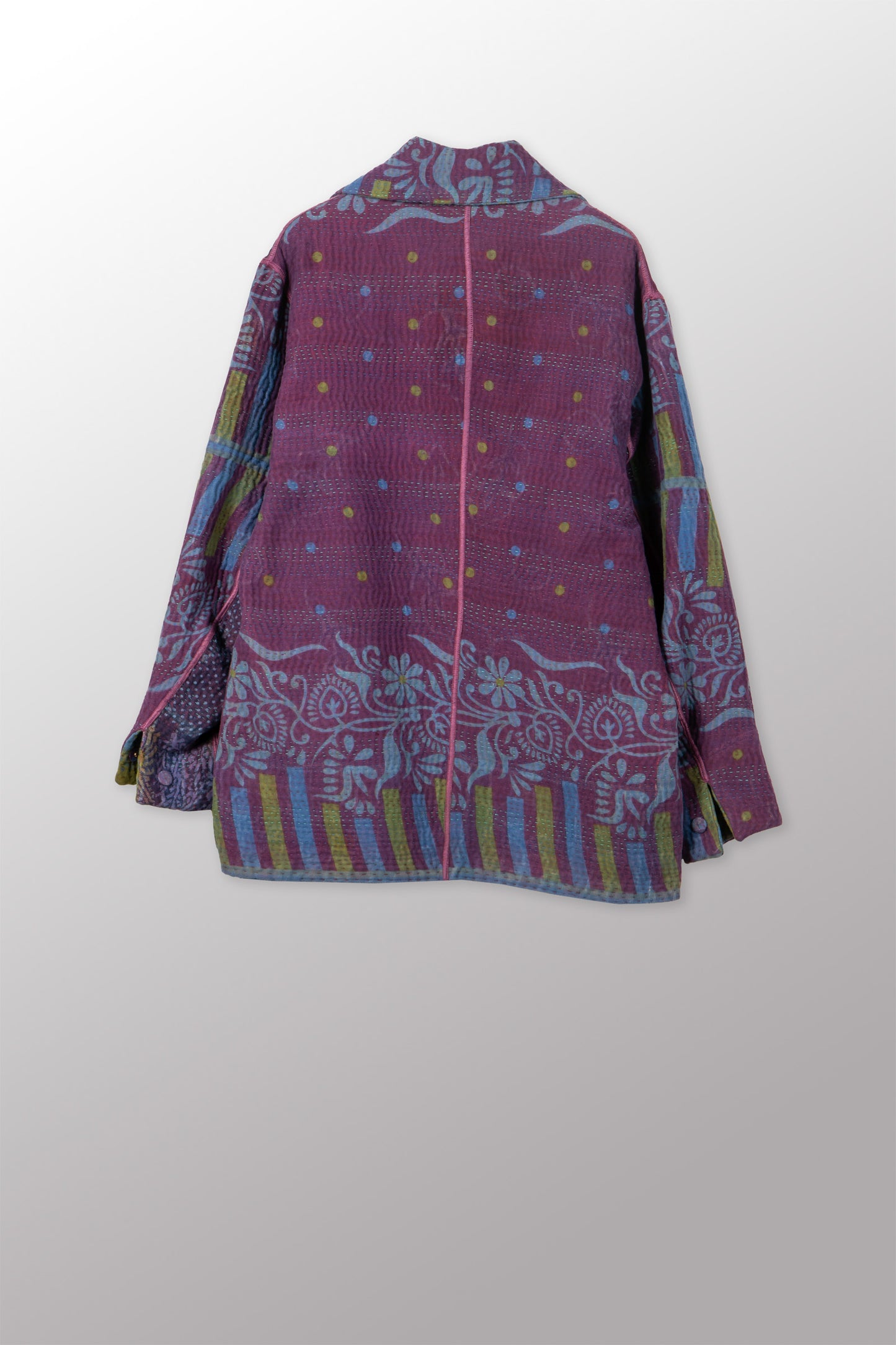 COTTON OVERDYE KANTHA PEA COAT - ov4349-cblu001m -