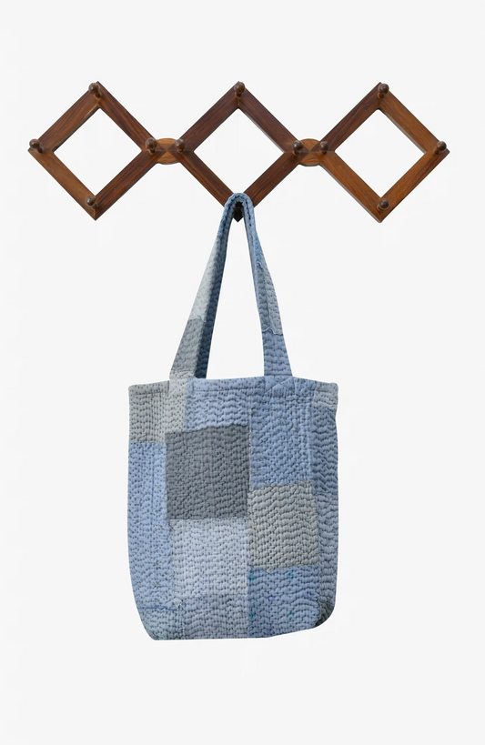 Mosaic Fray Handmade Vintage Kantha Tote Bag -Hydrengea -