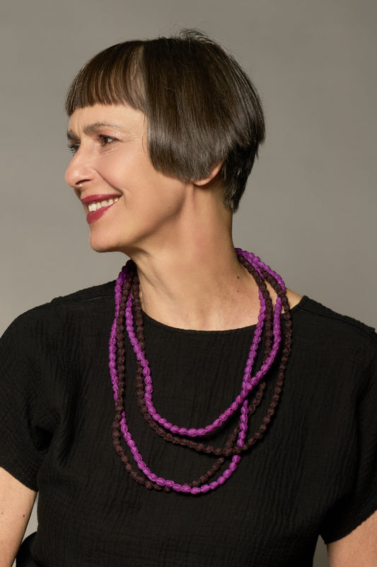 VINTAGE SILK KANTHA 2 STRAND NECKLACE - sv2733-pik -
