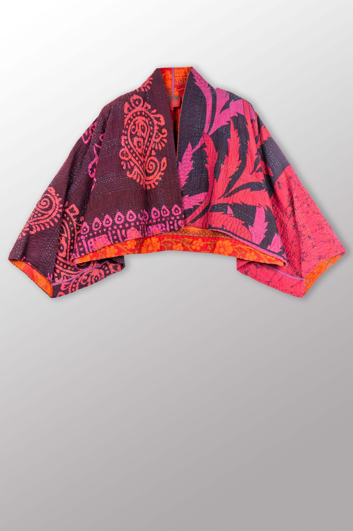 COTTON OVERDYE KANTHA PUFF SLV. SHRUG - ov4062-cpik001a -