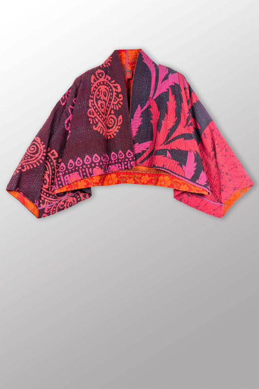 COTTON OVERDYE KANTHA PUFF SLV. SHRUG - ov4062-cpik001a -