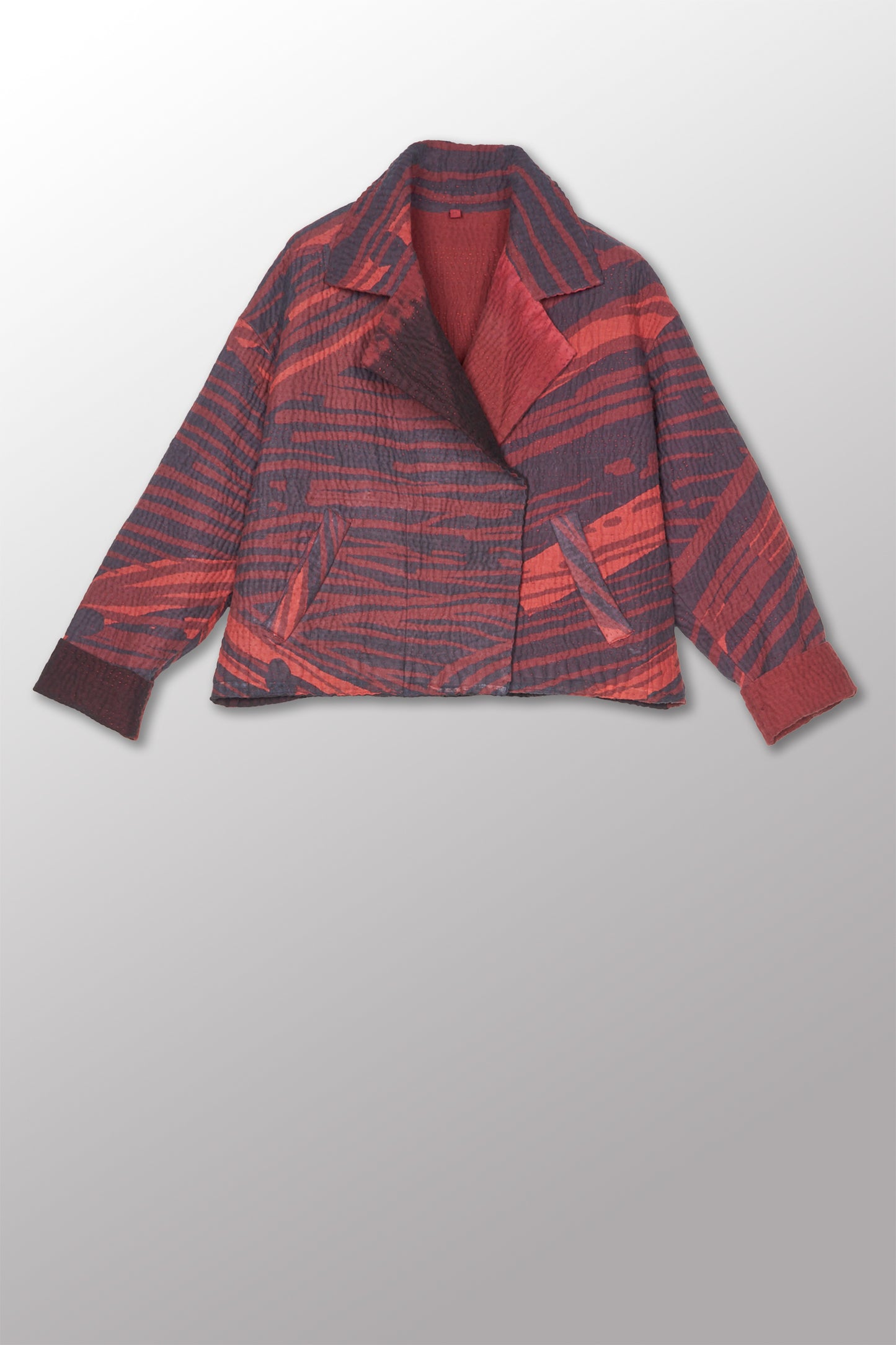 MAGMA AND OMBRE KANTHA LAPELED SHORT JKT - mw5081-red -