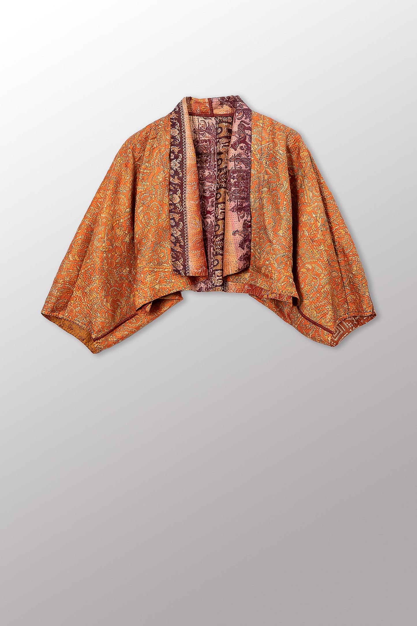 VINTAGE SILK KANTHA PUFF SLV. SHRUG - sv2062-0022a -
