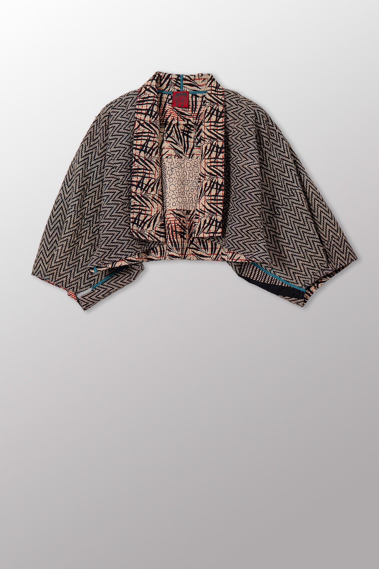 SOHO BAMBOO KANTHA PUFF SLV. SHRUG - bo4062-cblk001a -