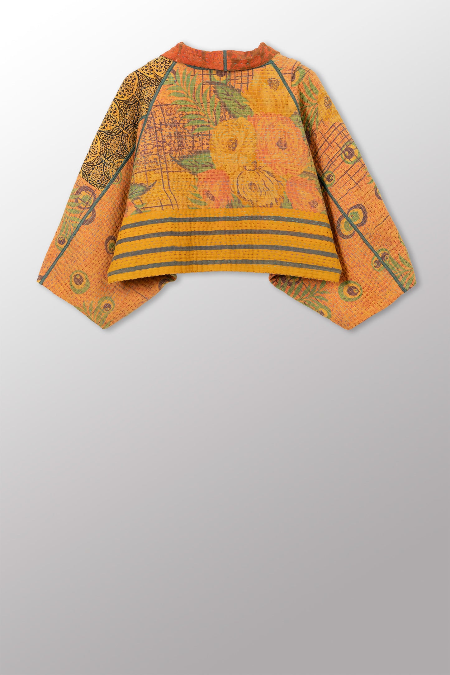 VINTAGE COTTON KANTHA  PUFF SLV. SHRUG - cv4062-0058a -
