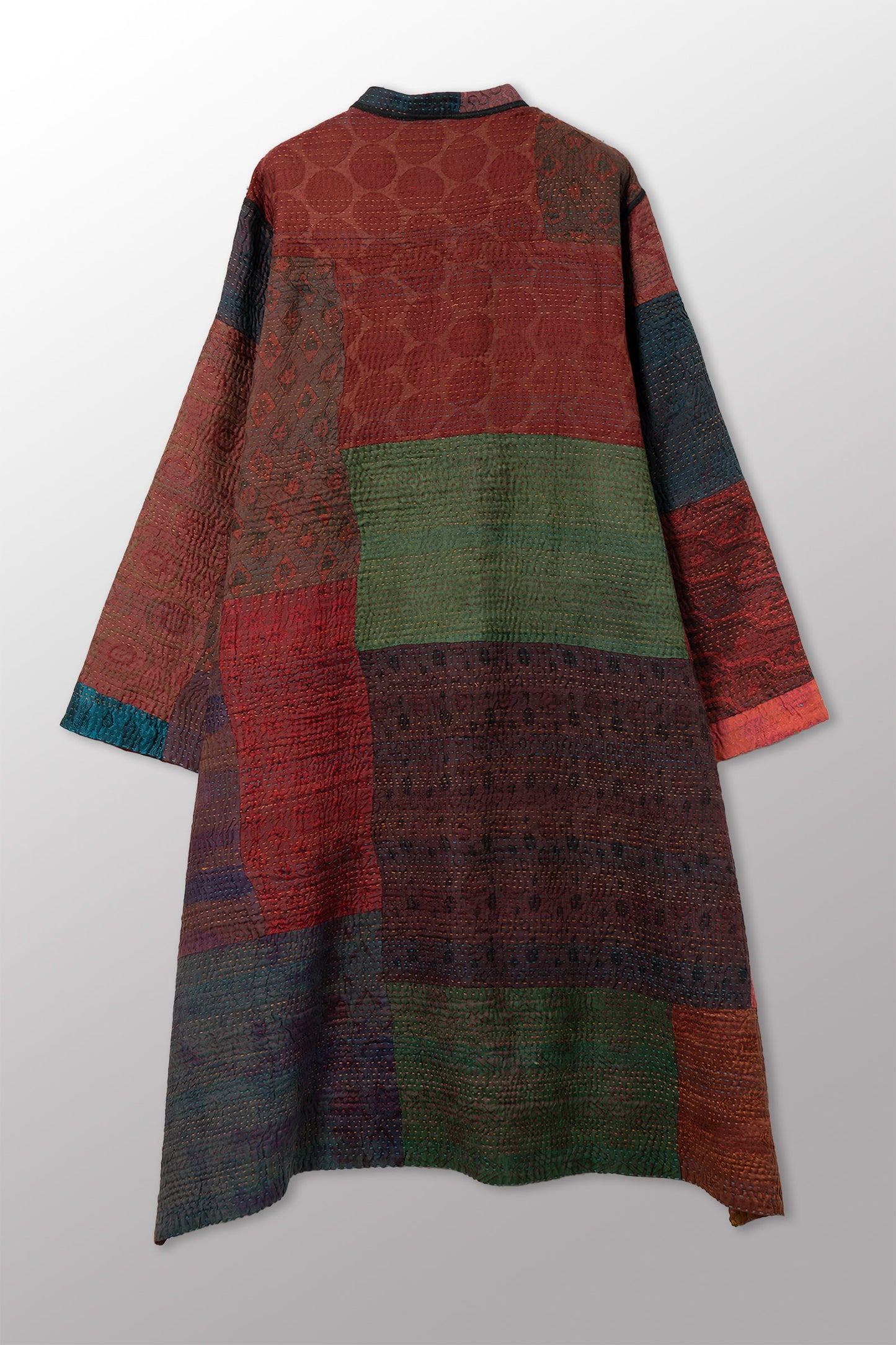 JACQUARD SILK KANTHA KAFTAN COAT - js4343-cbrn002m -