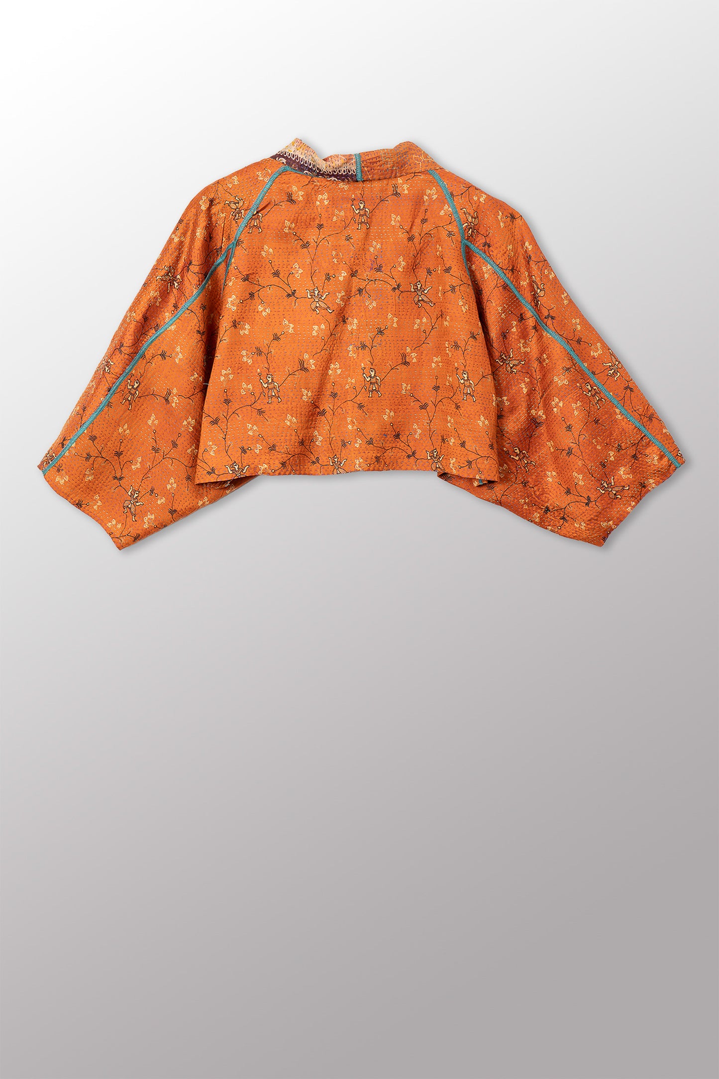 VINTAGE SILK KANTHA PUFF SLV. SHRUG - sv2062-0040a -