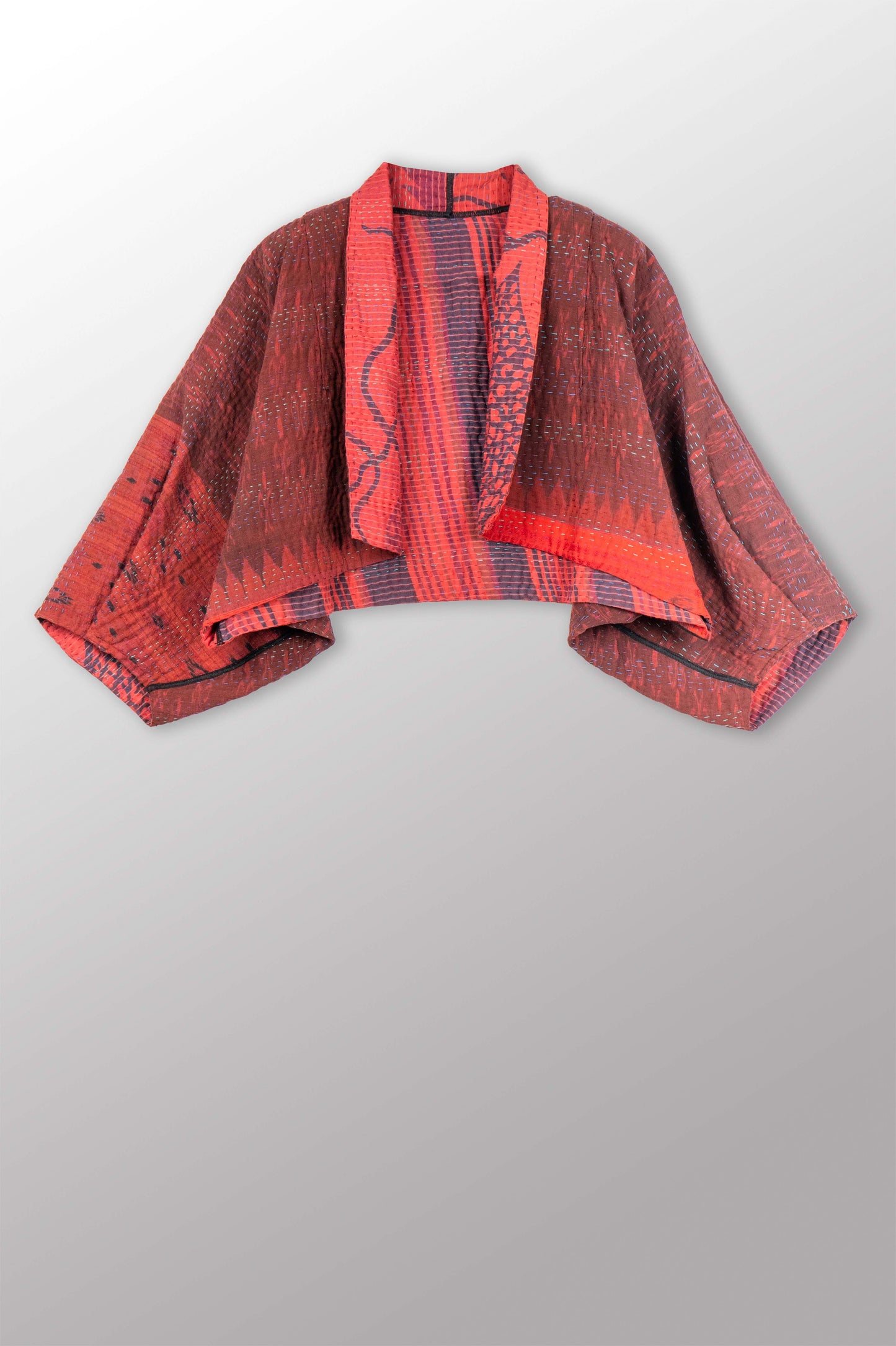 COTTON OVERDYE KANTHA PUFF SLV. SHRUG - ov4062-cred010a -