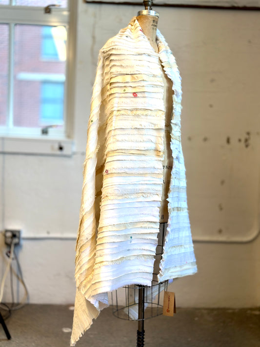 WAVY STRIPE KANTHA SMALL SHAWL - wv2830-ivy -