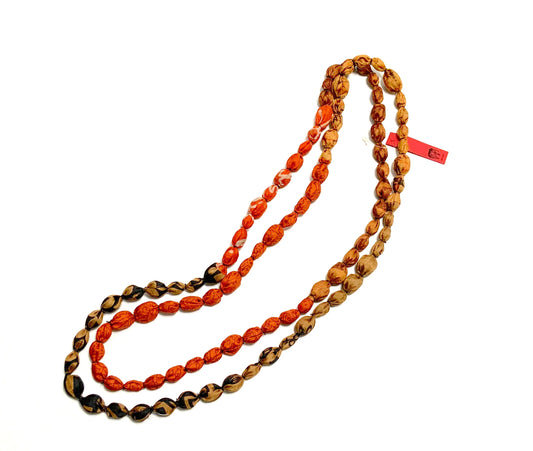 VINTAGE SILK KANTHA TIE-BEADS LONG NECKLACE - sv2707-rst -