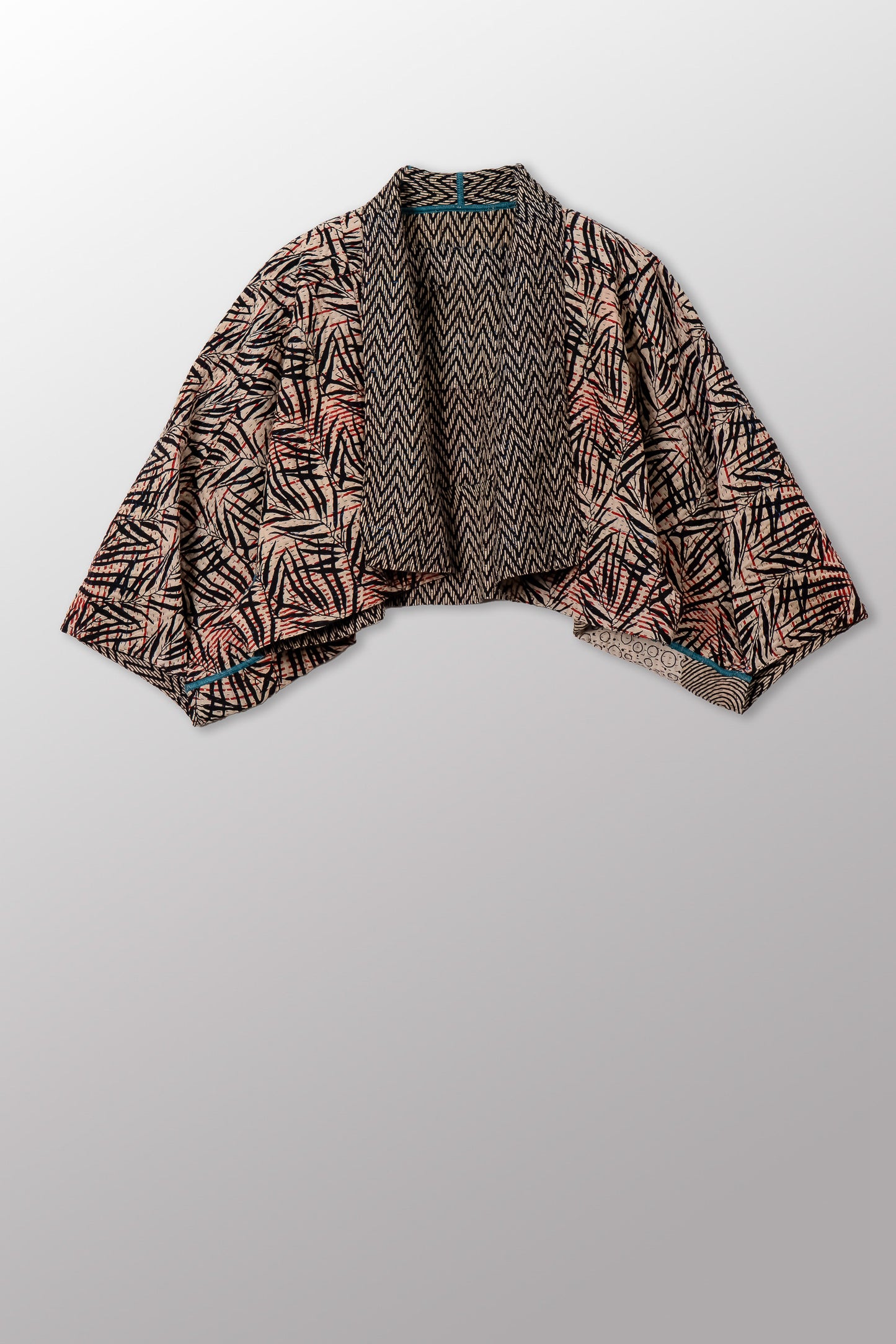 SOHO BAMBOO KANTHA PUFF SLV. SHRUG - bo4062-cblk003a -