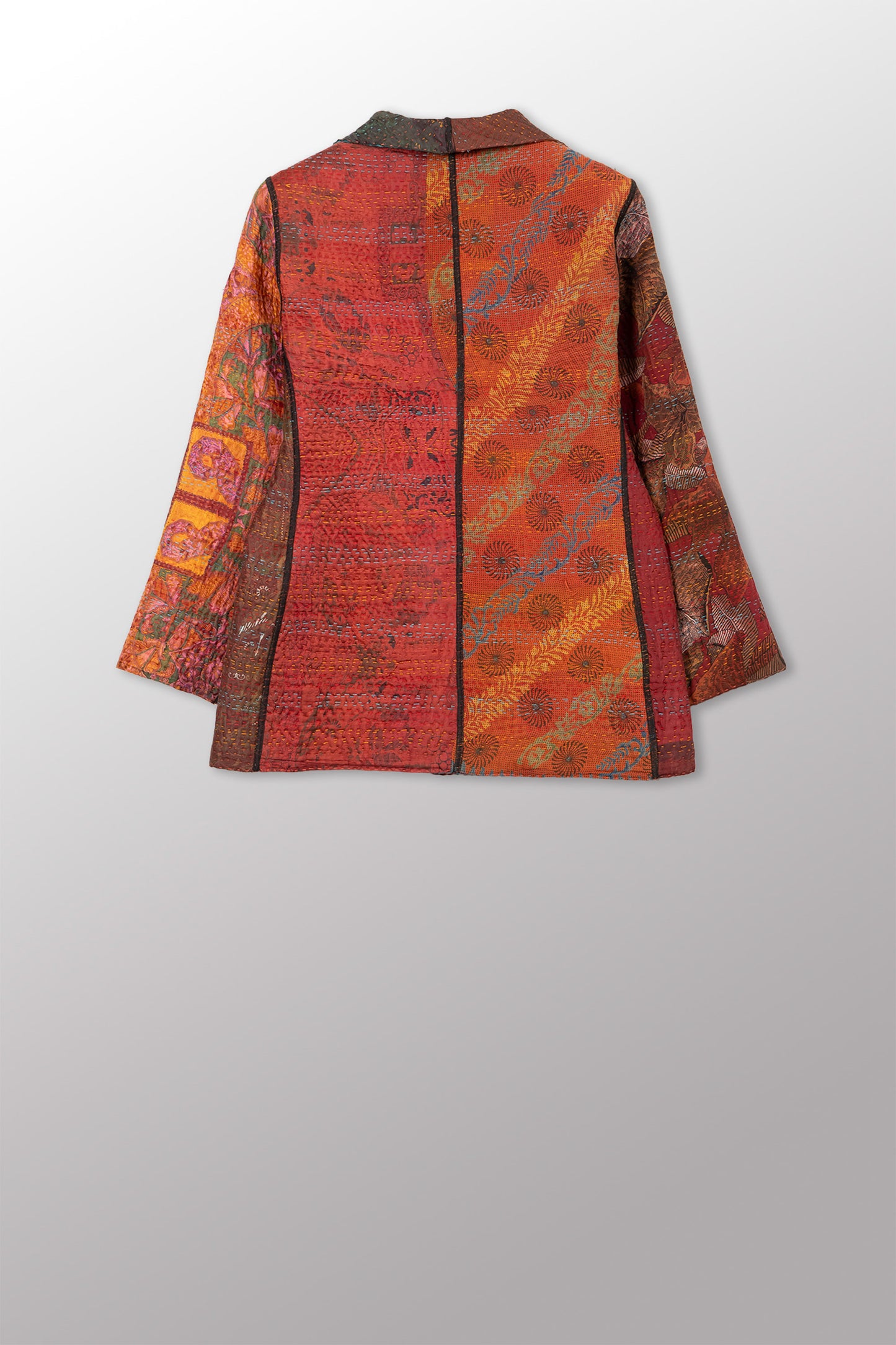JACQUARD SILK KANTHA SHORT JACKET - js4007-cbrn001s -