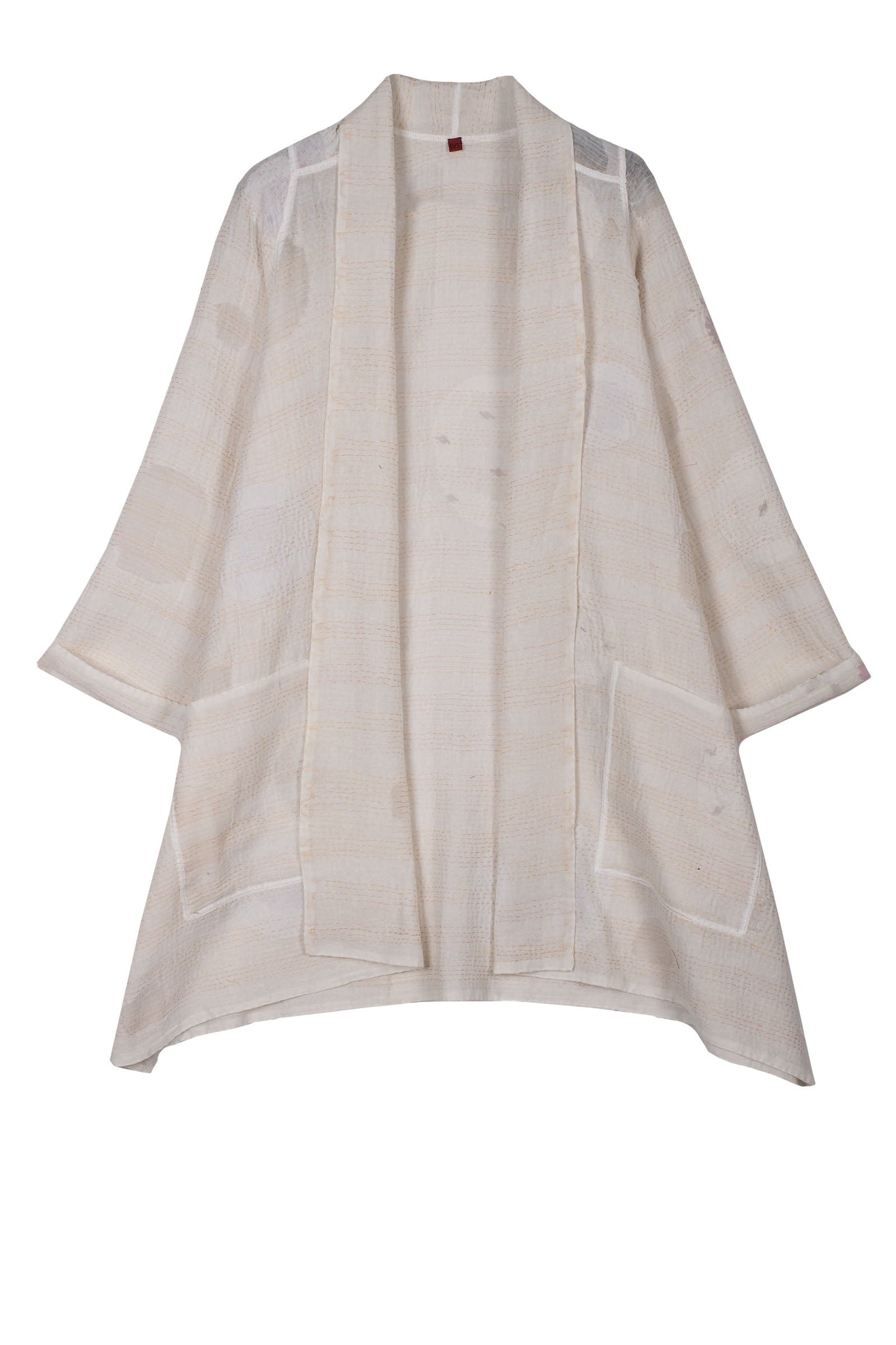CUT THROUGH DOT AND HOLES KANTHA A-LINE JACKET - cd2003-ivy -