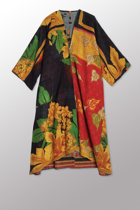 VINTAGE COTTON KANTHA KIMONO MAXI - cv4318-0020a -