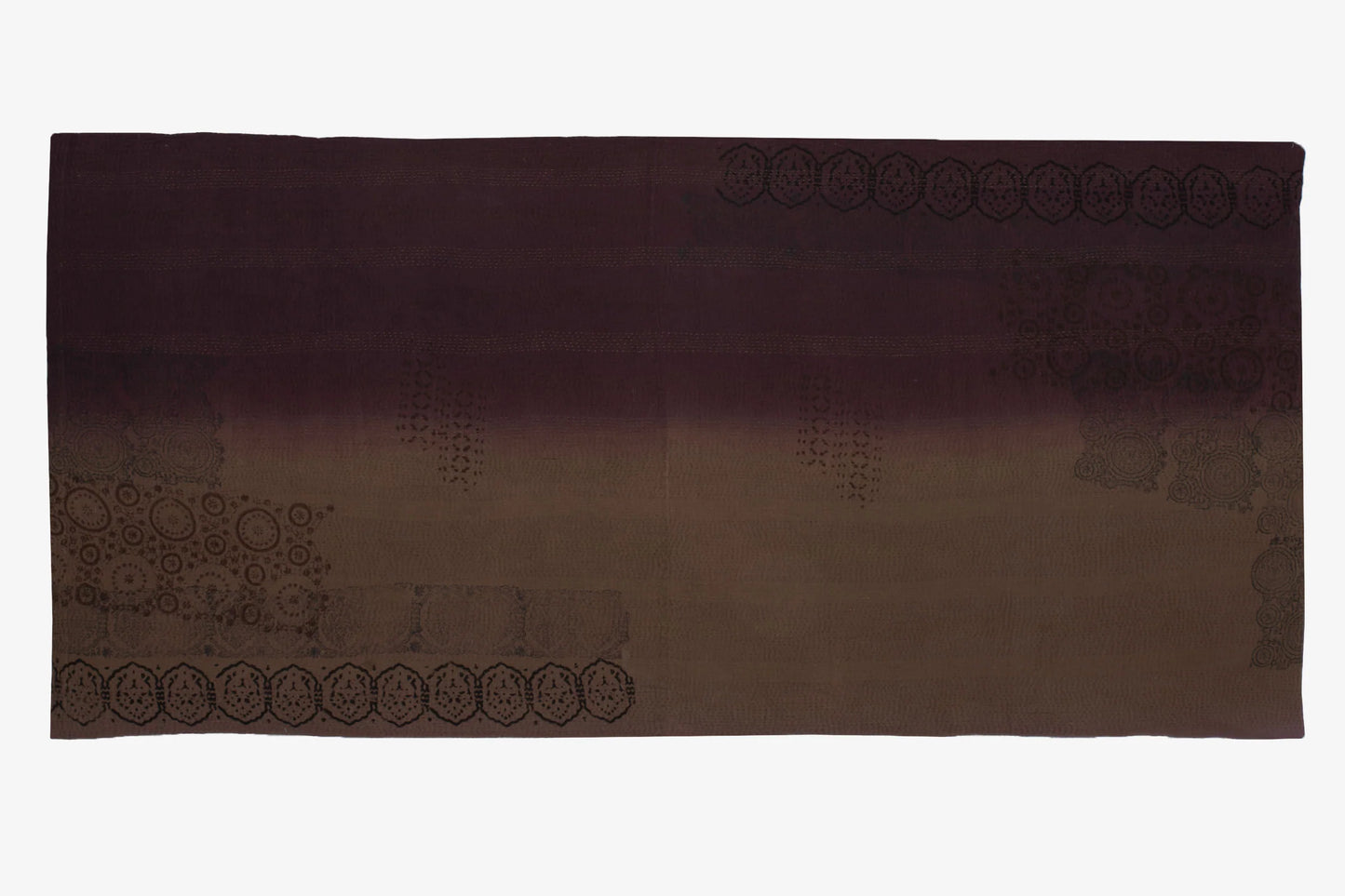 Vintage Fray Patch & Ombre Kantha Day Bed Mattress Cover -Chocolate