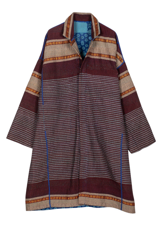 VINTAGE COTTON KANTHA OVERSIZED MEDIUM COAT - cv4331-5001a -