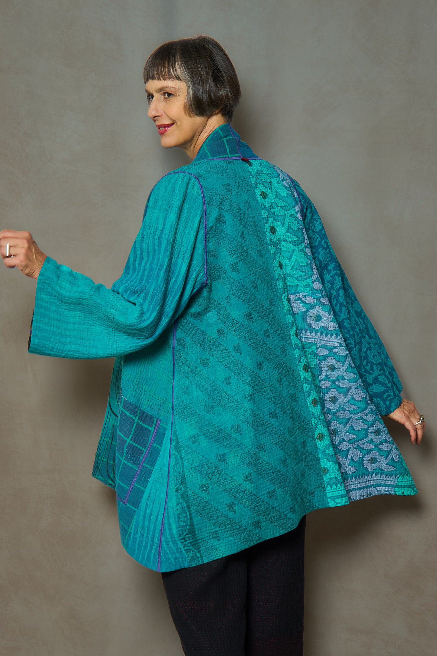 PUZZLE KANTHA A-LINE JKT - pz4003-blu -