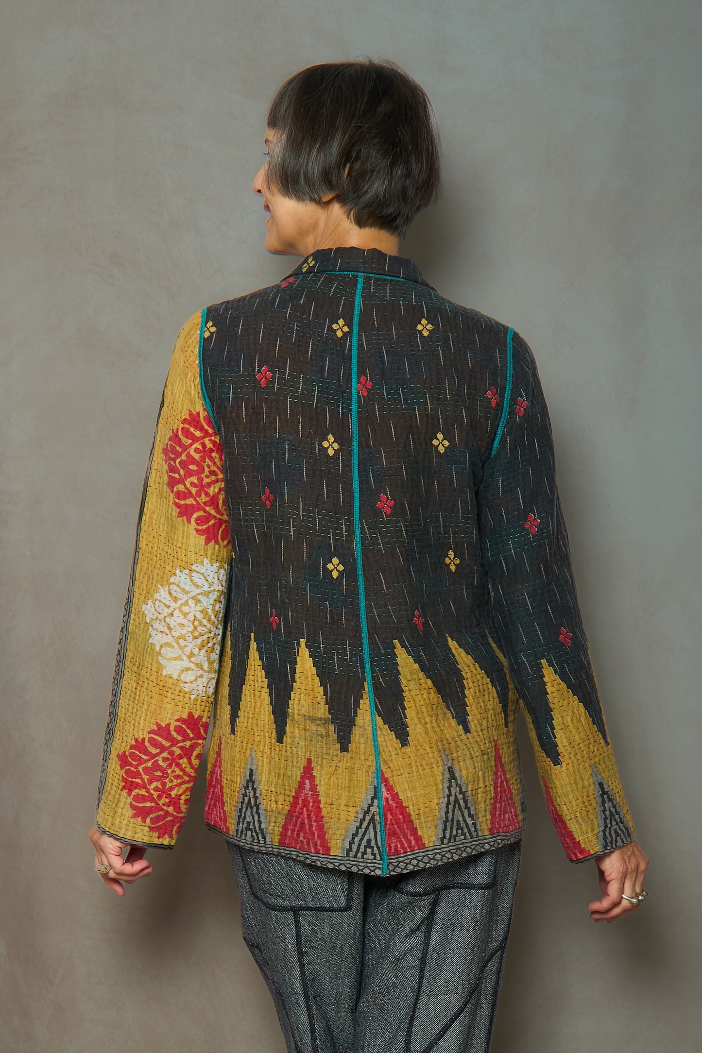 VINTAGE COTTON KANTHA SIMPLE JKT - cv4022-0094m -