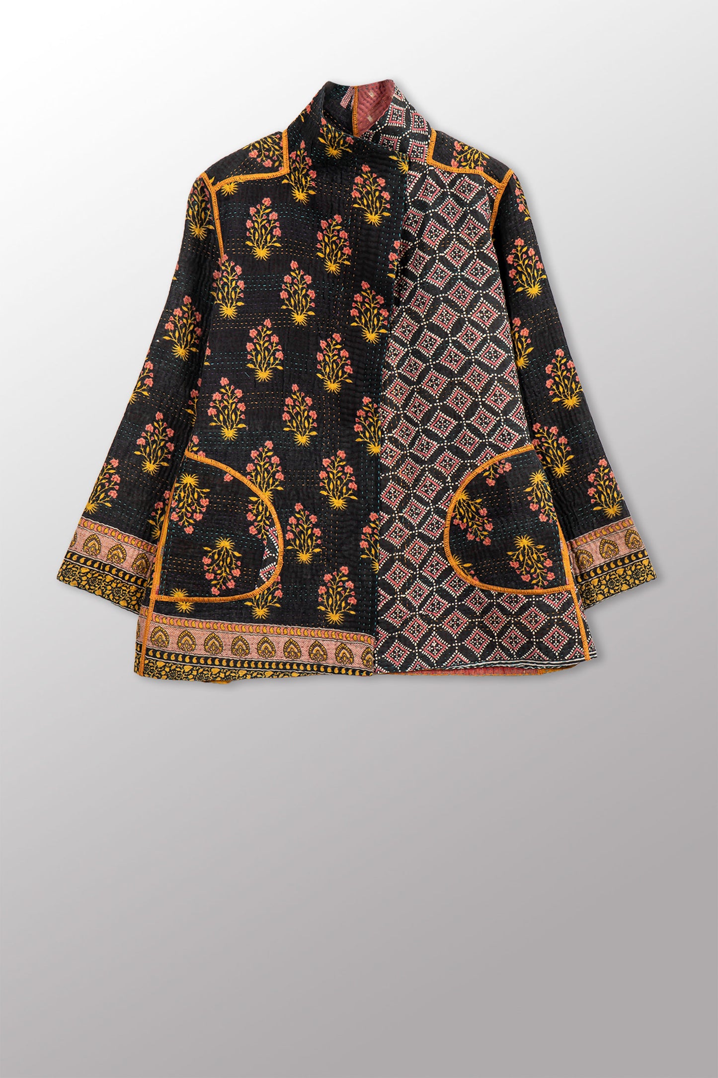 VINTAGE COTTON KANTHA SHORT JKT - cv4007-0349l -