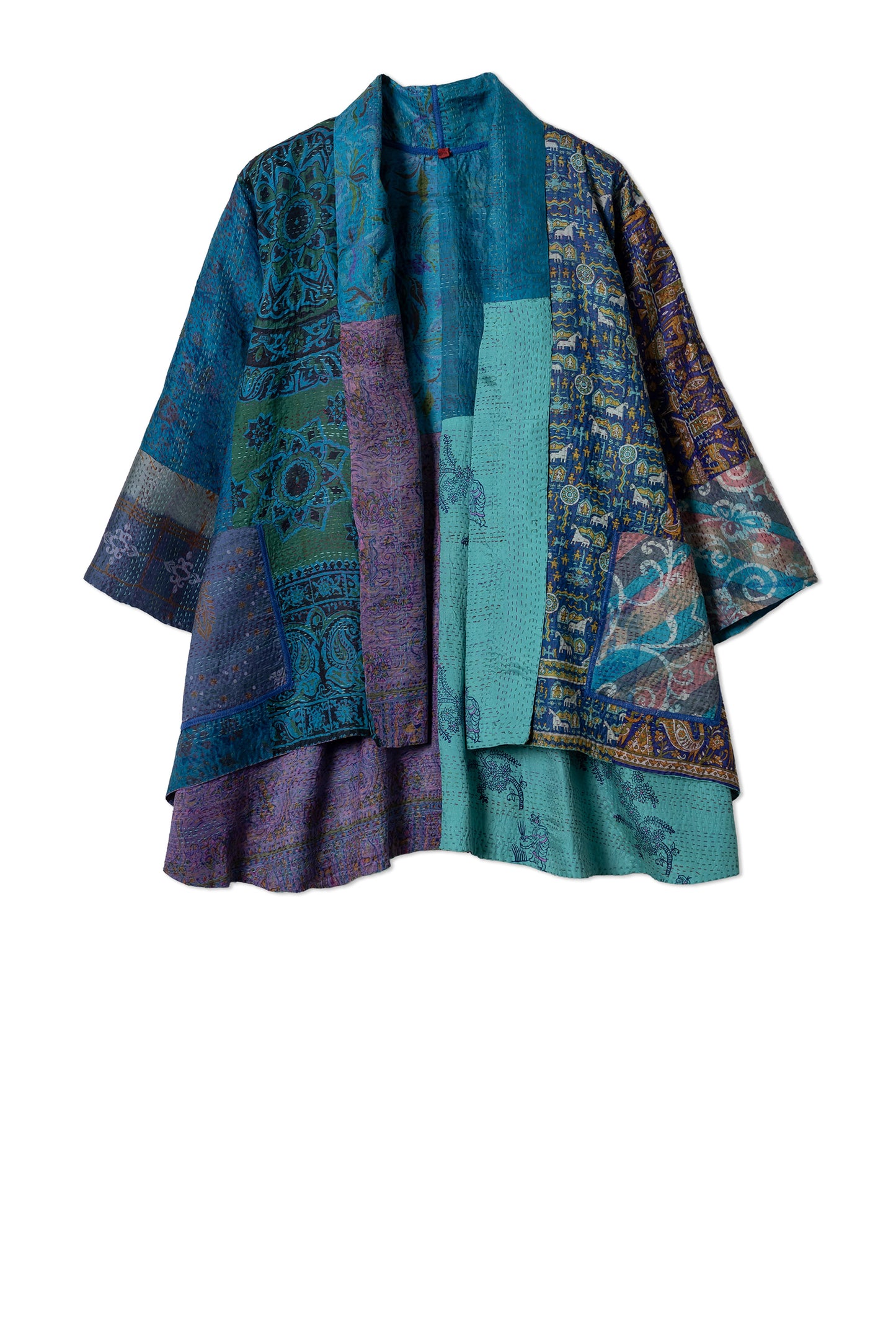 VINTAGE SILK KANTHA KIMONO JKT - sv2004-0036a -