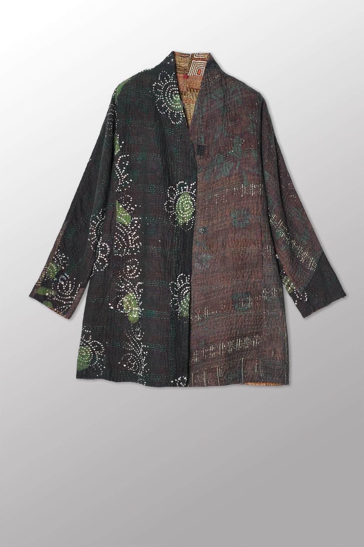 VINTAGE COTTON KANTHA HIGH-NECK TOPPER - cv4045-0047a -