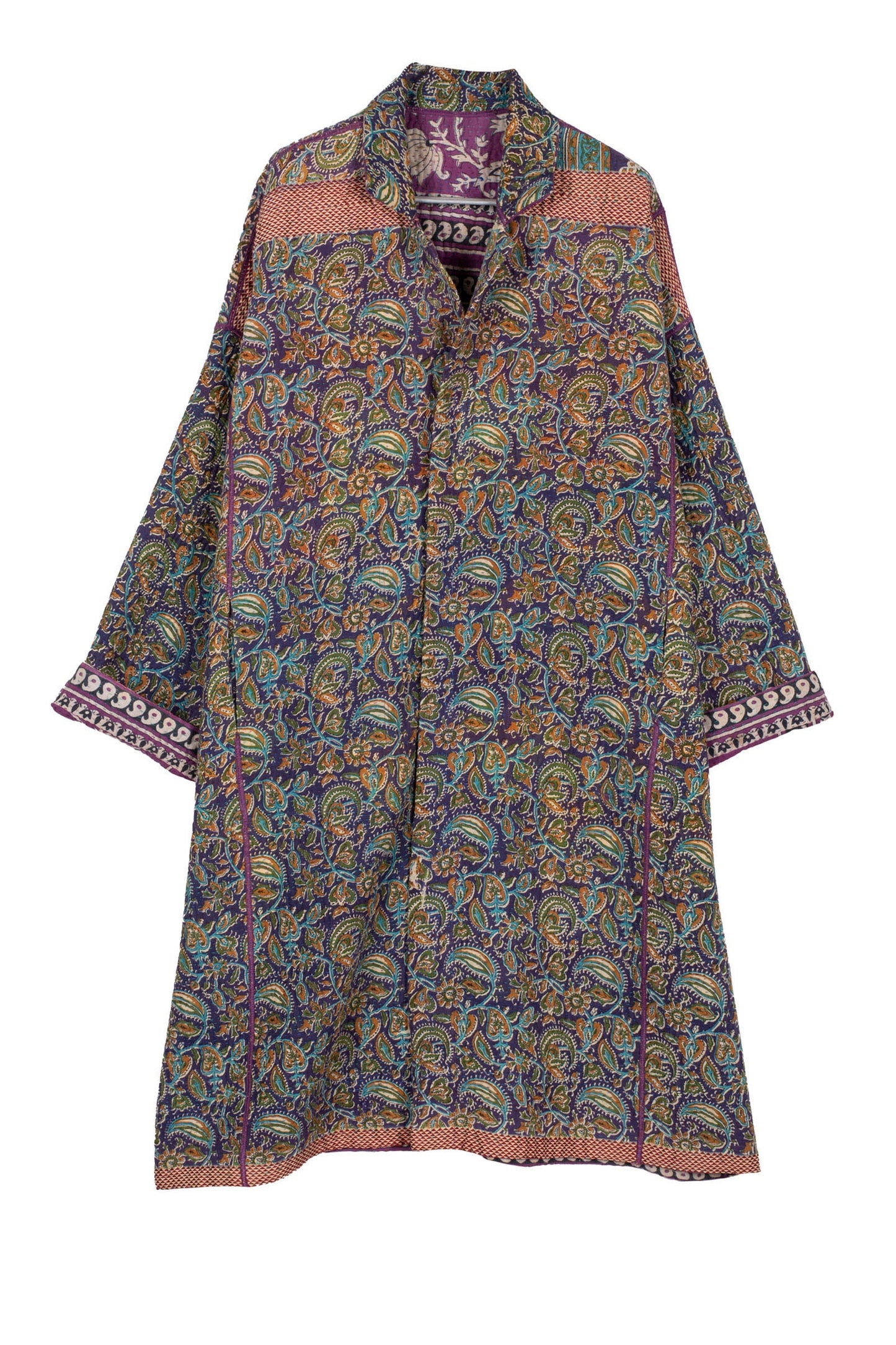 VINTAGE COTTON KANTHA OVERSIZED MEDIUM COAT - cv4331-0001a -