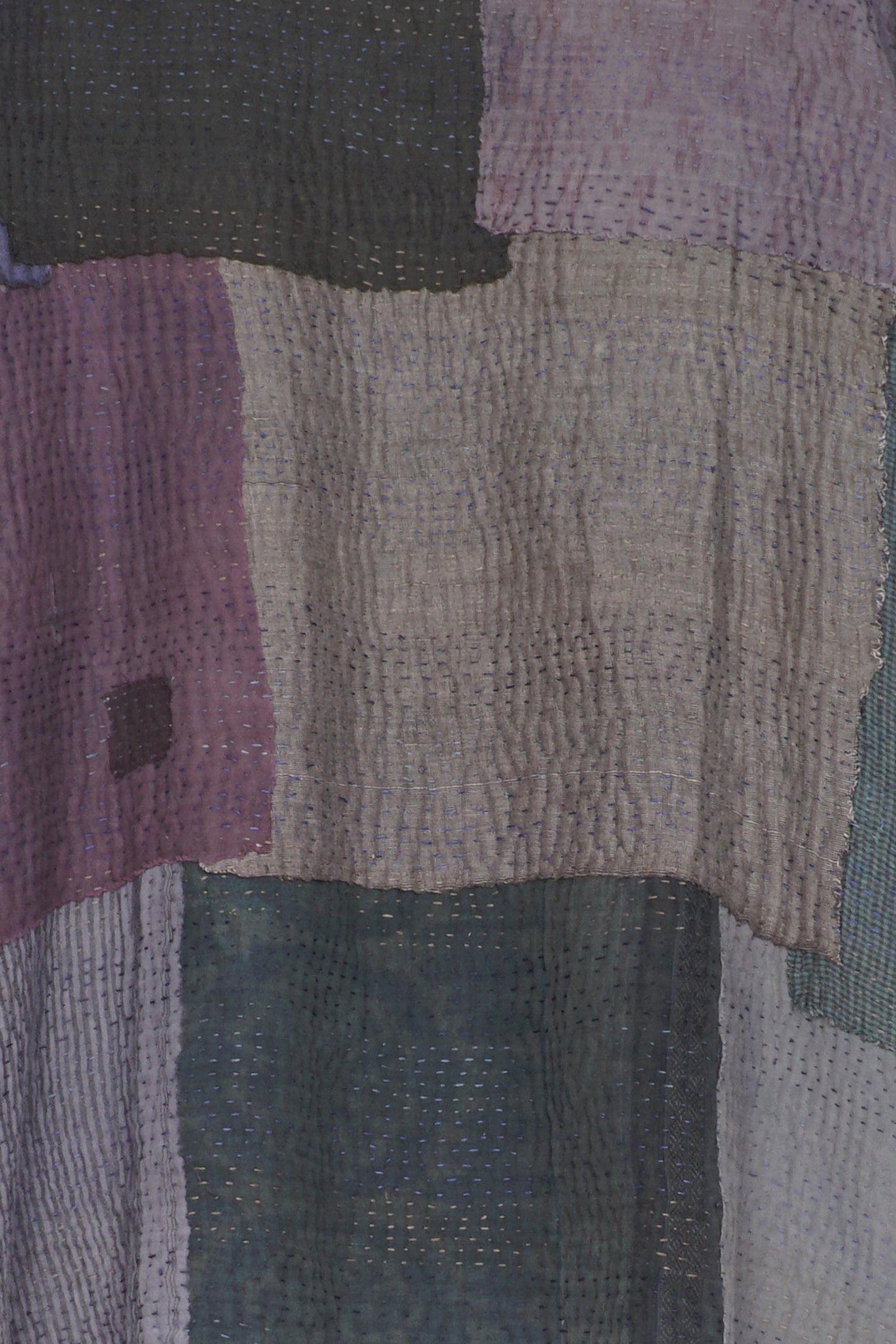 WOVEN IKAT & FRAYED PATCH KANTHA BIG POCKET JKT - wk4057-gry -