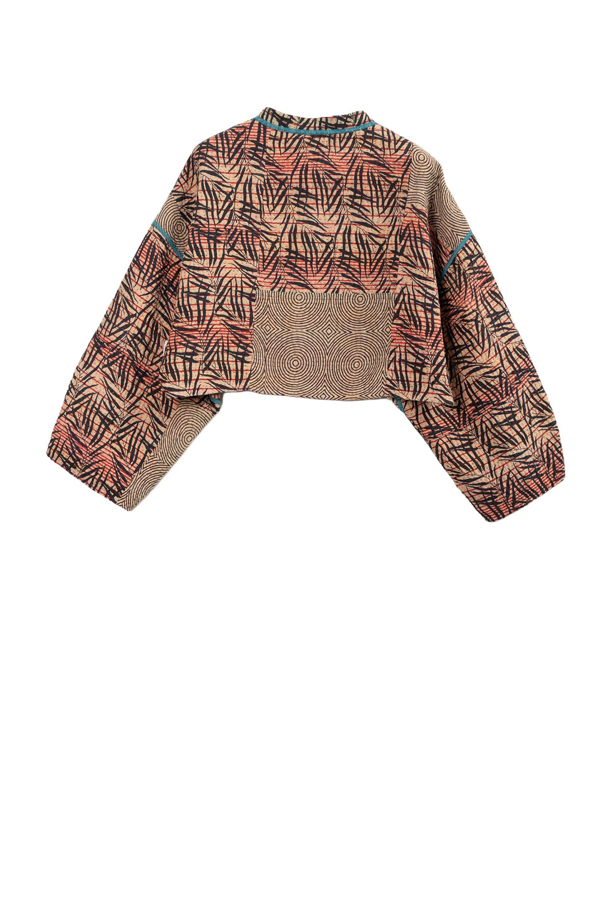 SOHO BAMBOO KANTHA SLEEVE JACKET - bo4090-cblk003s -