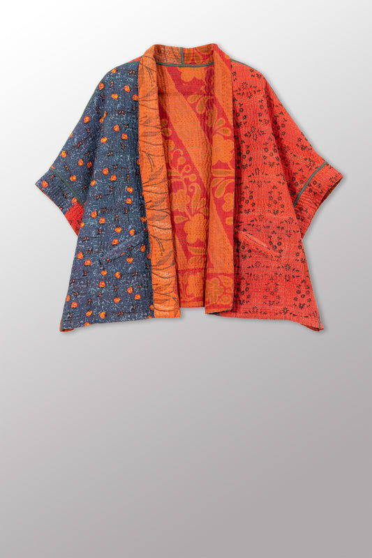 COTTON OVERDYE KANTHA MINI PONCHO - ov4060-corg006a -