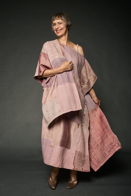 HALF SILK PATCH KANTHA SCARF STANDARD - hs2801-mov -