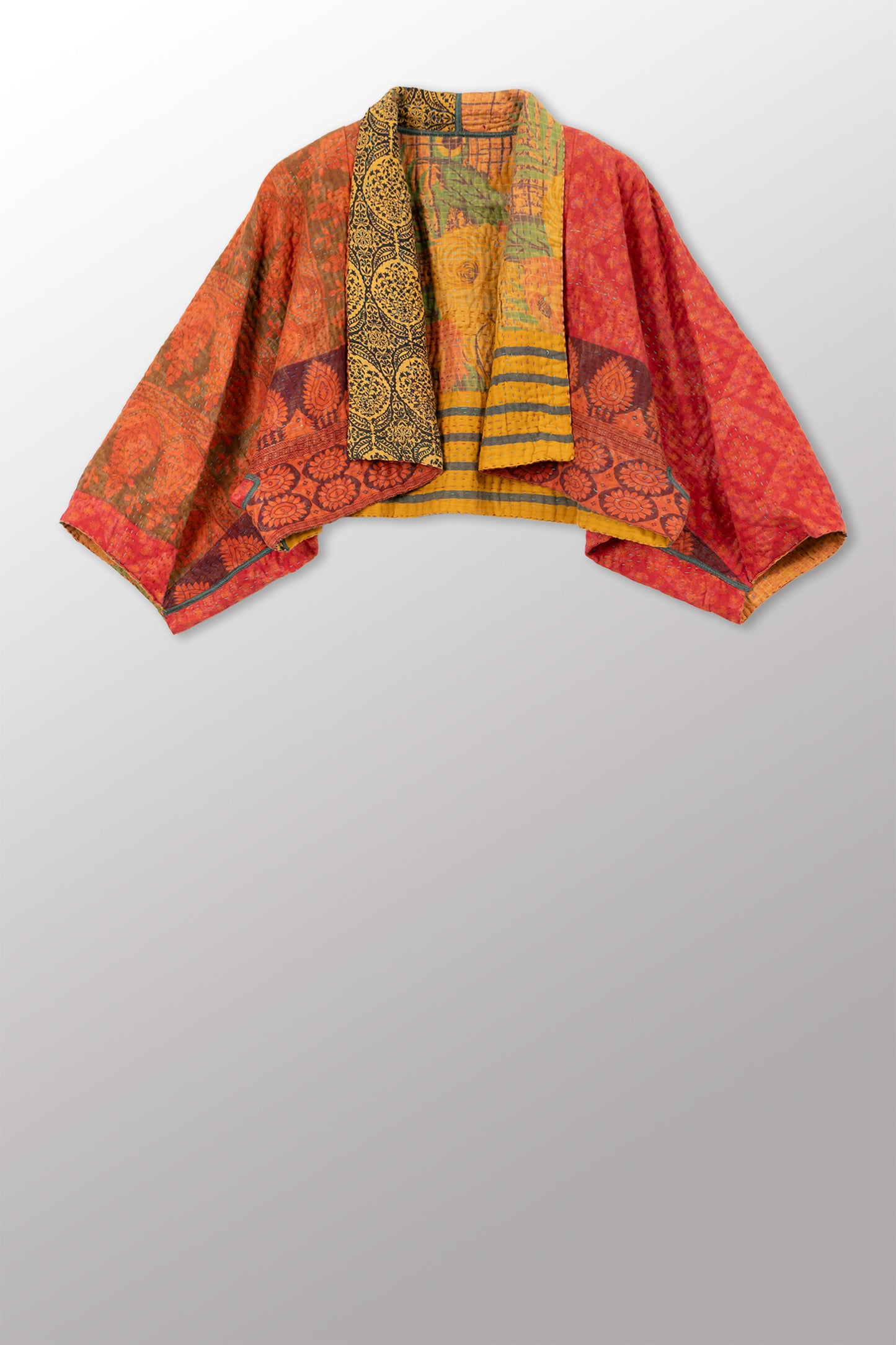 VINTAGE COTTON KANTHA  PUFF SLV. SHRUG - cv4062-0058a -