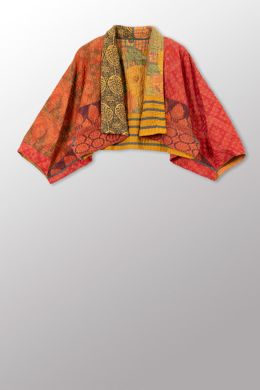 VINTAGE COTTON KANTHA  PUFF SLV. SHRUG - cv4062-0058a -