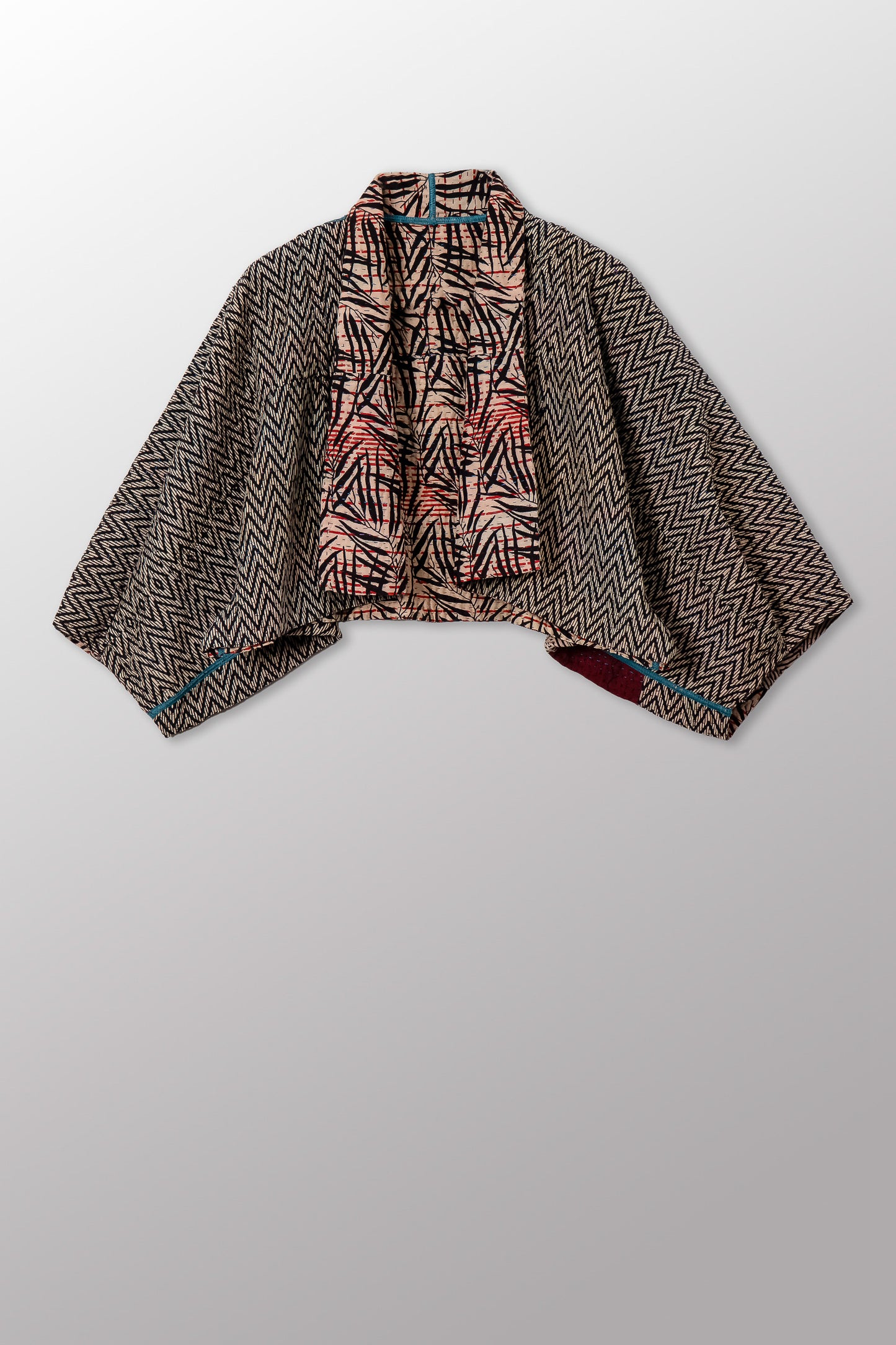 SOHO BAMBOO KANTHA PUFF SLV. SHRUG - bo4062-cblk004a -